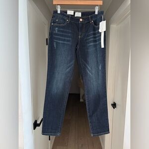 NWT | Caslon | Boyfriend Mid-Rise Denim Jeans in Dark Indigo | Sz 25